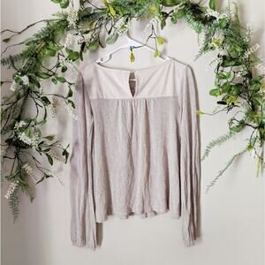 Anthropologie Ella Beige Boho Moss Flowy Top